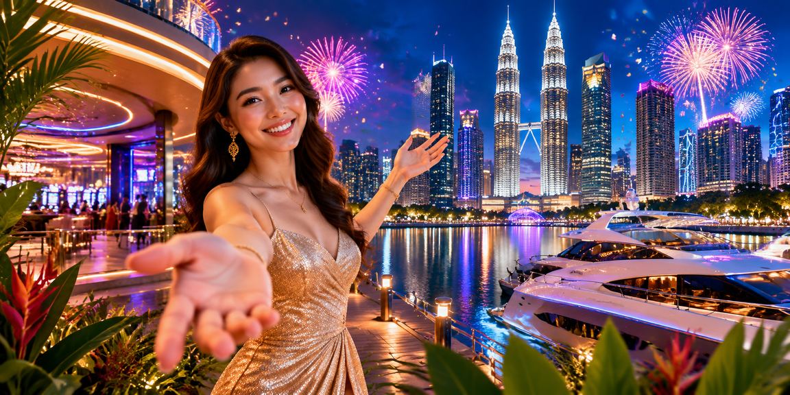 Meja kasino gaya mewah dengan suasana hiburan malam di Kuala Lumpur